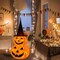 Light Up 50 LED Pumpkin with Hat 8 Lighted Mode, Pop Up Jack-o-Lantern with Metal Stand for Indoor Outdoor Yard Holiday Decor (Purple Hat)